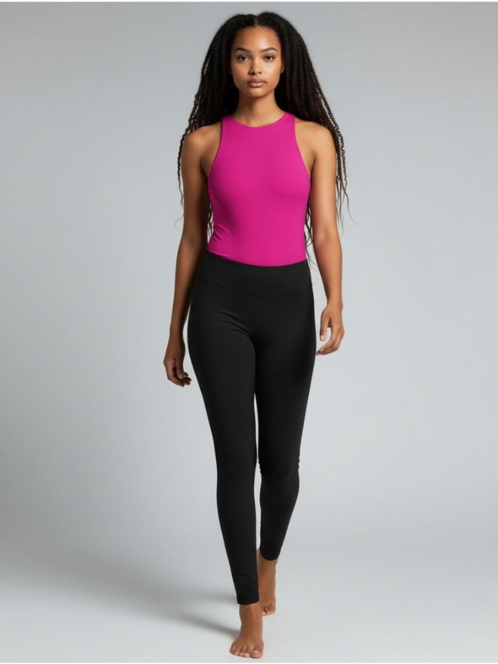 Misguided Pink High Neck Tank Bodysuit Snap Closure Stretch Size S